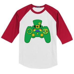 Lucky St Patrick's Day Video Game Controller Kids Colorblock Raglan Jersey