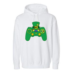 Lucky St Patrick's Day Video Game Controller Garment-Dyed Fleece Hoodie