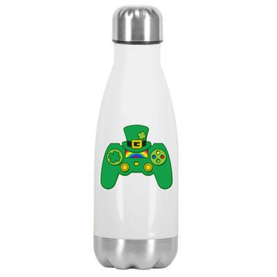 Lucky St Patrick's Day Video Game Controller Stainless Steel Insulated Water Bottle