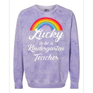 Lucky To Be A Kindergarten Teacher Cute Rainbow Colorblast Crewneck Sweatshirt