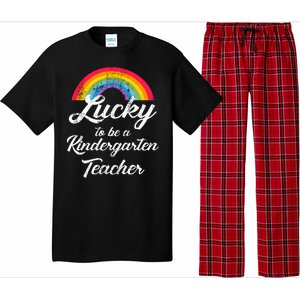 Lucky To Be A Kindergarten Teacher Cute Rainbow Pajama Set