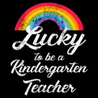 Lucky To Be A Kindergarten Teacher Cute Rainbow Ladies Essential Flowy Tank
