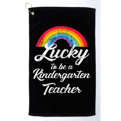 Lucky To Be A Kindergarten Teacher Cute Rainbow Golf Towel