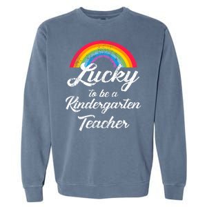 Lucky To Be A Kindergarten Teacher Cute Rainbow Garment-Dyed Sweatshirt