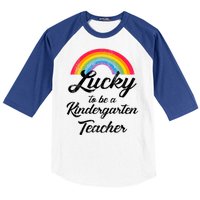 Lucky To Be A Kindergarten Teacher Cute Rainbow Baseball Sleeve Shirt