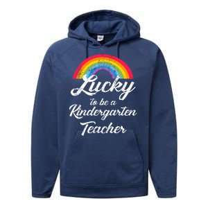 Lucky To Be A Kindergarten Teacher Cute Rainbow Performance Fleece Hoodie