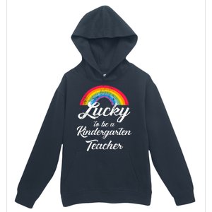 Lucky To Be A Kindergarten Teacher Cute Rainbow Urban Pullover Hoodie