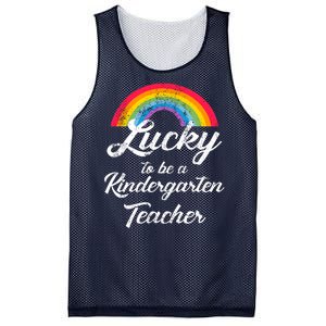 Lucky To Be A Kindergarten Teacher Cute Rainbow Mesh Reversible Basketball Jersey Tank