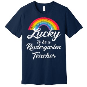 Lucky To Be A Kindergarten Teacher Cute Rainbow Premium T-Shirt