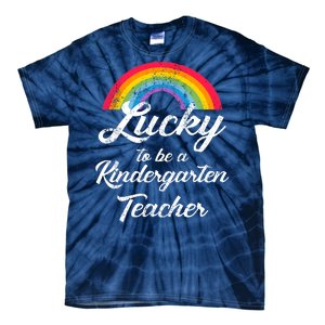 Lucky To Be A Kindergarten Teacher Cute Rainbow Tie-Dye T-Shirt