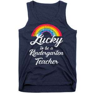 Lucky To Be A Kindergarten Teacher Cute Rainbow Tank Top