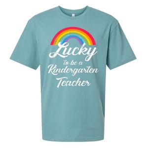 Lucky To Be A Kindergarten Teacher Cute Rainbow Sueded Cloud Jersey T-Shirt