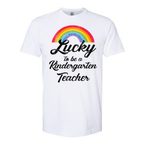 Lucky To Be A Kindergarten Teacher Cute Rainbow Softstyle CVC T-Shirt