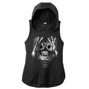 Luctus Skull Hands Ladies PosiCharge Tri-Blend Wicking Draft Hoodie Tank