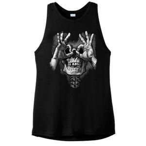 Luctus Skull Hands Ladies PosiCharge Tri-Blend Wicking Tank