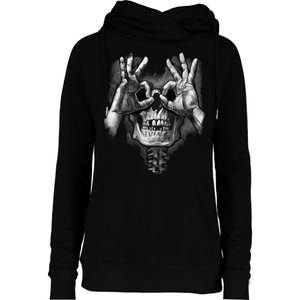 Luctus Skull Hands Womens Funnel Neck Pullover Hood