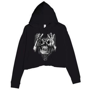 Luctus Skull Hands Crop Fleece Hoodie