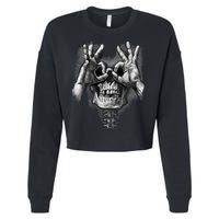 Luctus Skull Hands Cropped Pullover Crew