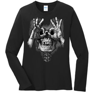 Luctus Skull Hands Ladies Long Sleeve Shirt