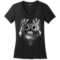 Luctus Skull Hands Women's V-Neck T-Shirt