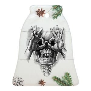 Luctus Skull Hands Ceramic Bell Ornament