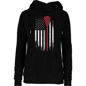 Lacrosse USA Flag 4th Of July LAX Womens Funnel Neck Pullover Hood