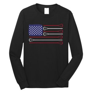 Lacrosse USA Flag Lacrosse Player Men Woman Kids Long Sleeve Shirt