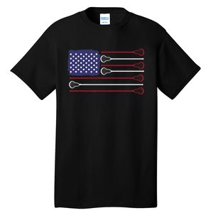 Lacrosse USA Flag Lacrosse Player Men Woman Kids Tall T-Shirt