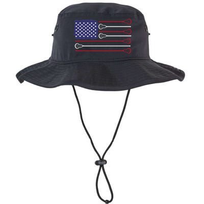 Lacrosse USA Flag Lacrosse Player Men Woman Kids Legacy Cool Fit Booney Bucket Hat