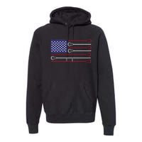 Lacrosse USA Flag Lacrosse Player Men Woman Kids Premium Hoodie