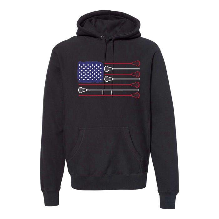 Lacrosse USA Flag Lacrosse Player Men Woman Kids Premium Hoodie