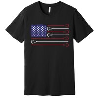 Lacrosse USA Flag Lacrosse Player Men Woman Kids Premium T-Shirt