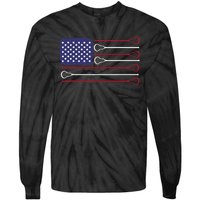 Lacrosse USA Flag Lacrosse Player Men Woman Kids Tie-Dye Long Sleeve Shirt