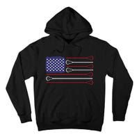 Lacrosse USA Flag Lacrosse Player Men Woman Kids Tall Hoodie