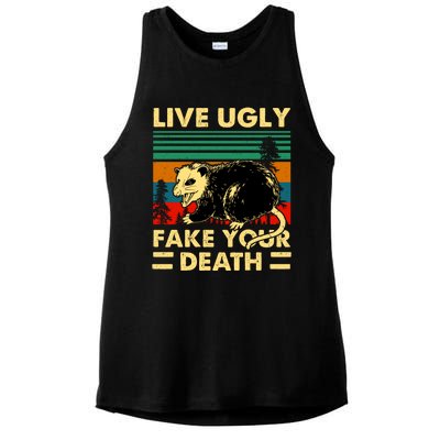 Live Ugly Fake Your Death Trash Opossum Ladies PosiCharge Tri-Blend Wicking Tank