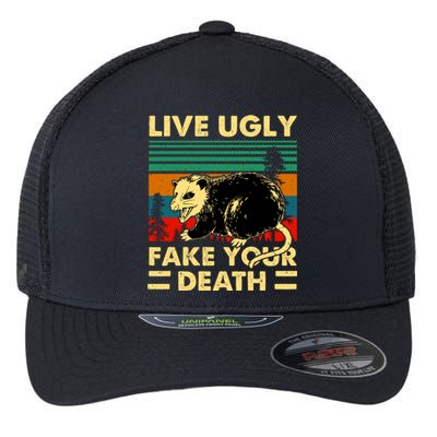 Live Ugly Fake Your Death Trash Opossum Flexfit Unipanel Trucker Cap