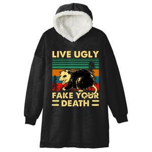 Live Ugly Fake Your Death Trash Opossum Hooded Wearable Blanket