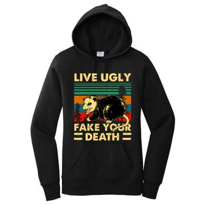 Live Ugly Fake Your Death Trash Opossum Women's Pullover Hoodie