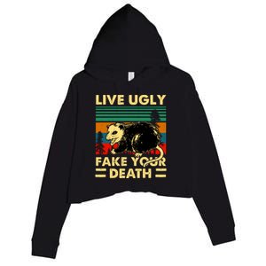 Live Ugly Fake Your Death Trash Opossum Crop Fleece Hoodie