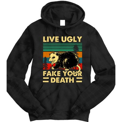 Live Ugly Fake Your Death Trash Opossum Tie Dye Hoodie