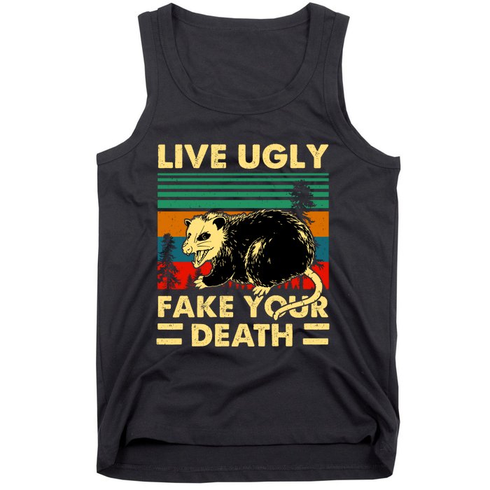 Live Ugly Fake Your Death Trash Opossum Tank Top