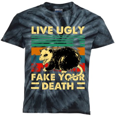 Live Ugly Fake Your Death Trash Opossum Kids Tie-Dye T-Shirt