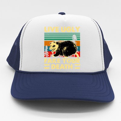 Live Ugly Fake Your Death Trash Opossum Trucker Hat