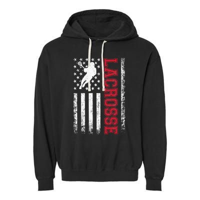 Lacrosse Usa Flag Lax Garment-Dyed Fleece Hoodie
