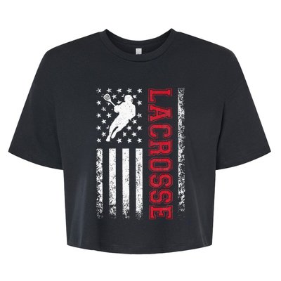 Lacrosse Usa Flag Lax Bella+Canvas Jersey Crop Tee