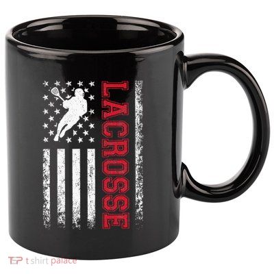 Lacrosse Usa Flag Lax 11oz C Handle Ceramic Mug