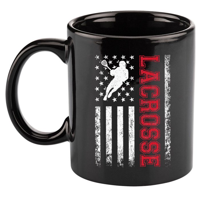 Lacrosse Usa Flag Lax 11oz C Handle Ceramic Mug
