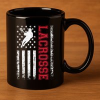 Lacrosse Usa Flag Lax 11oz C Handle Ceramic Mug