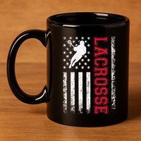 Lacrosse Usa Flag Lax 11oz C Handle Ceramic Mug