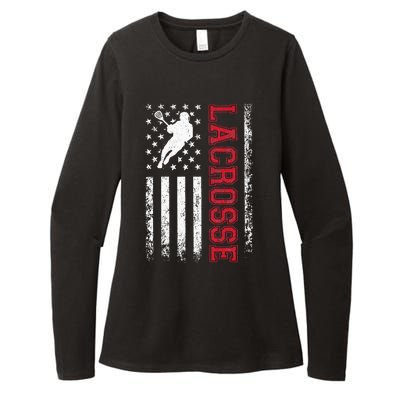 Lacrosse Usa Flag Lax Womens CVC Long Sleeve Shirt